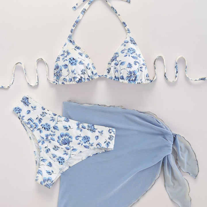 Dame triangel-bikini med blommönster och sidovrivningselement Mirla-Eva Jonsson