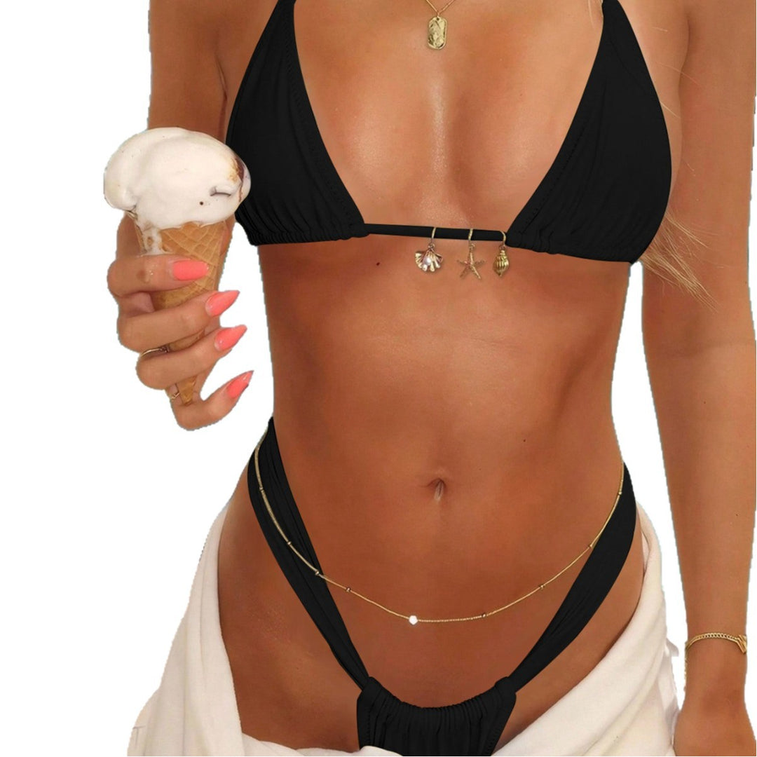 Dame triangel-bikini med elegant knut och hög benöppning Mirla-Eva Jonsson