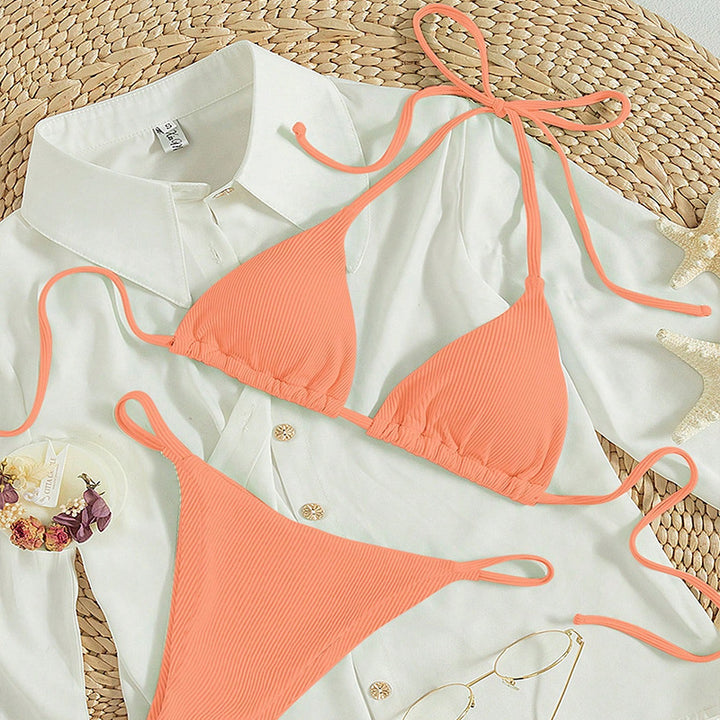 Dame triangel-bikini med fin ribbstruktur Mirla-Eva Jonsson