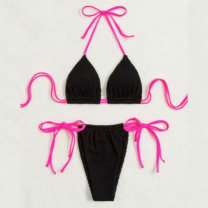 Dame triangel bikini med justerbara band och trendig textur Mirla-Eva Jonsson