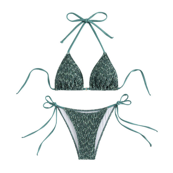 Dame triangel-bikini med justerbara snören och skimrande tyg Mirla-Eva Jonsson