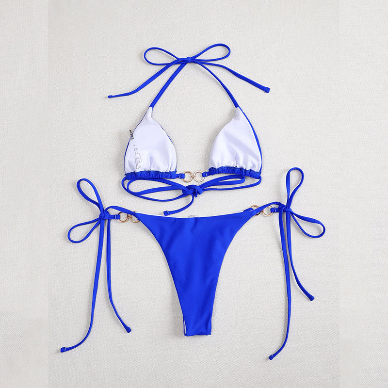 Dame triangel-bikini med lekfull knut och elegant guldaccent Mirla-Eva Jonsson