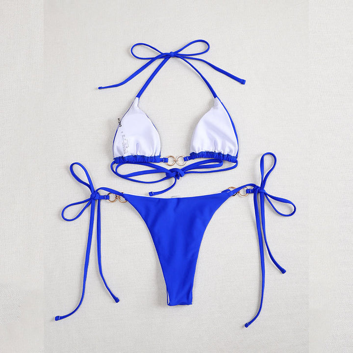 Dame triangel-bikini med lekfull knut och elegant guldaccent Mirla-Eva Jonsson