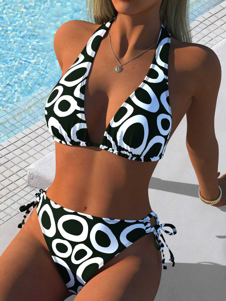 Dame triangel-bikini med modernt ringmönster och justerbara sidoknoppar Mirla-Eva Jonsson