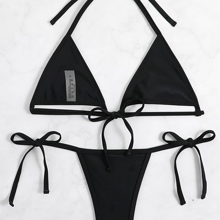 Dame triangel-bikini-set med flätad botten och justerbara axelband Mirla-Eva Jonsson