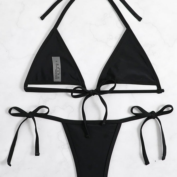 Dame triangel-bikini-set med flätad botten och justerbara axelband Mirla-Eva Jonsson