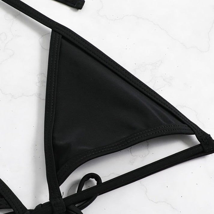 Dame triangel-bikini-set med flätad botten och justerbara axelband Mirla-Eva Jonsson