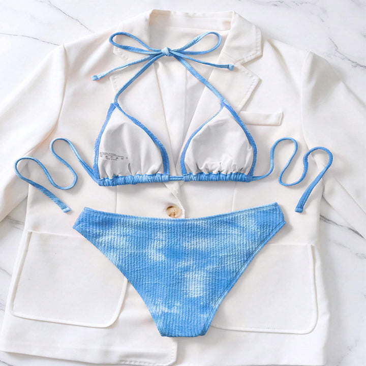 Dame triangel bikini-set med hög benutskärning och justerbara band Mirla-Eva Jonsson