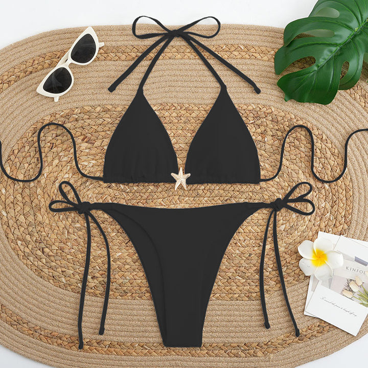 Dame triangel-bikini-set med justerbart bärsystem och elegant dekoration Mirla-Eva Jonsson