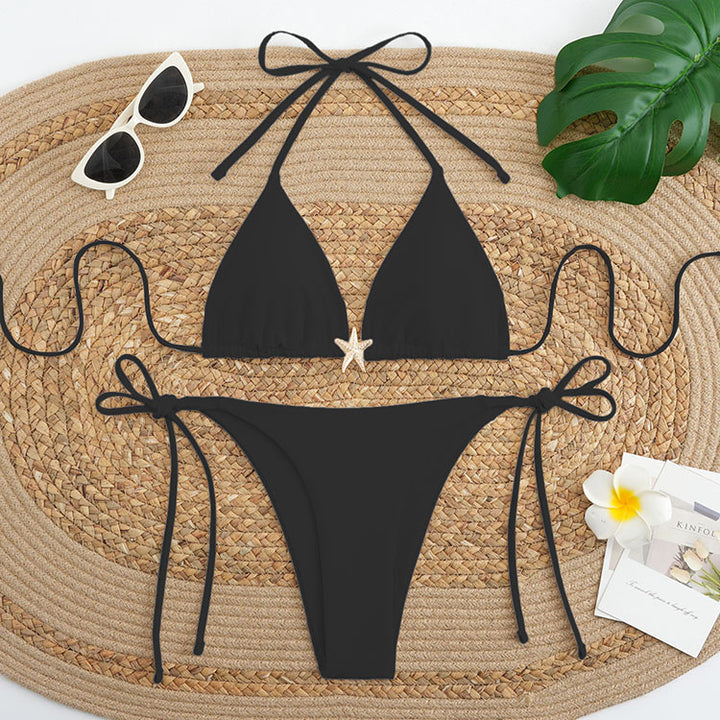 Dame triangel-bikini-set med justerbart bärsystem och elegant dekoration Mirla-Eva Jonsson