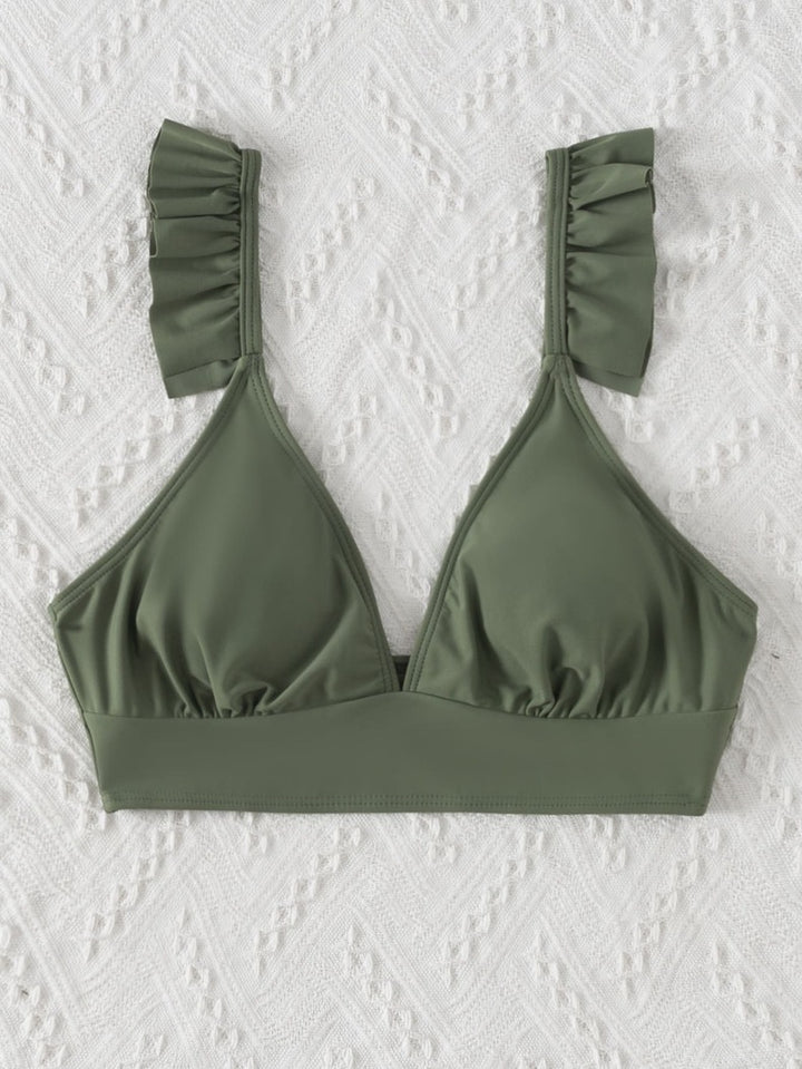 Dame triangel-bikiniöverdel med lekfulla volanger-Eva Jonsson