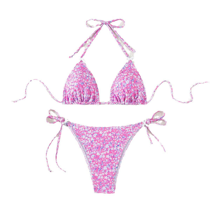Dame triangelbikini med justerbara knytband och blommönster Mirla-Eva Jonsson