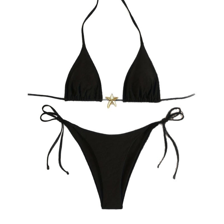Dame triangeldrag bikini med gyllene detaljer och justerbara axelband Mirla-Eva Jonsson