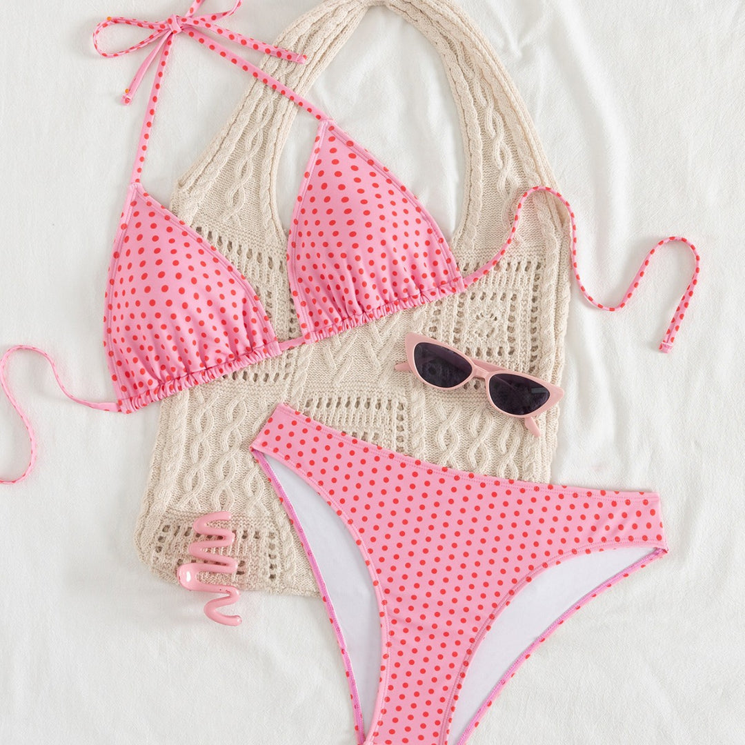 Dame triangeln bikinis med lekfullt prickmönster och justerbara band Mirla-Eva Jonsson