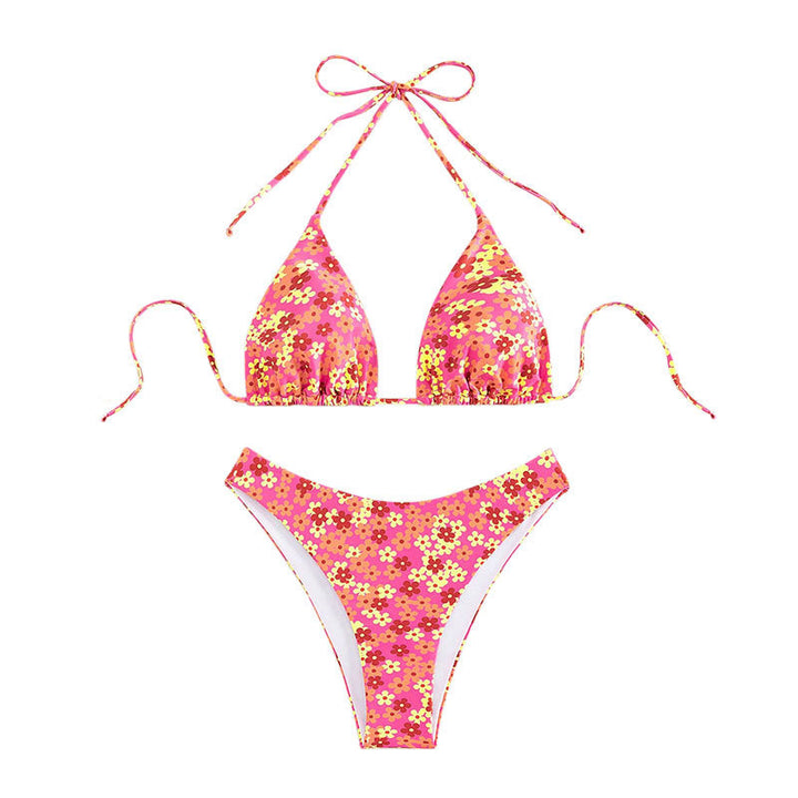 Dame triangulär bikini med blommönster och hög benöppning Mirla-Eva Jonsson