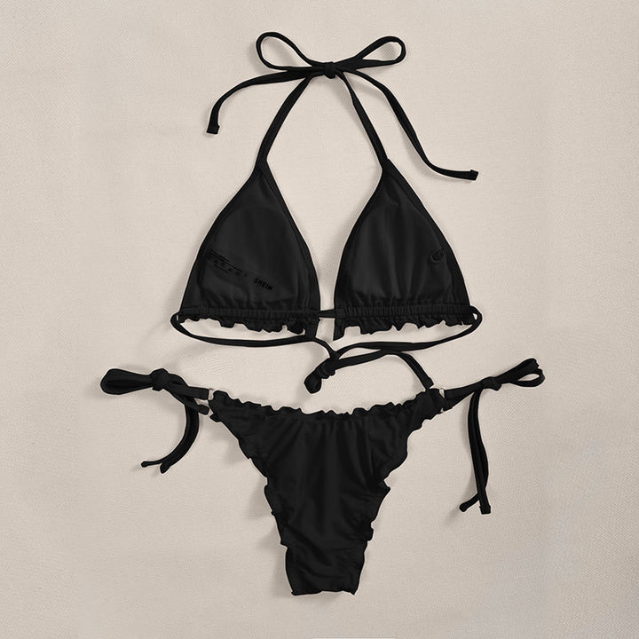 Dame triangulär bikini med raffinerade volanger och justerbara axelband Mirla-Eva Jonsson
