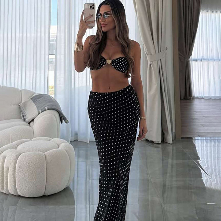 Dame tubklänning med rynkad bustier-overdel och hög slits Mirla-Eva Jonsson