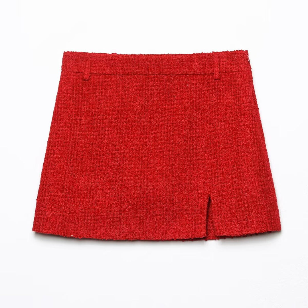 Dame tweed skirt with side slit and elegant structure Mirla-Eva Jonsson