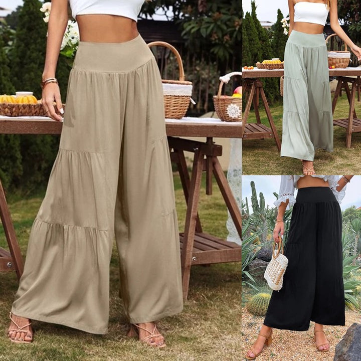 Dame vid culotte-byxor med eleganta volanger och hög midja Mirla-Eva Jonsson