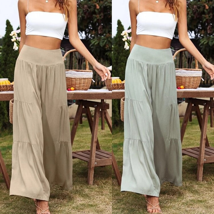 Dame vid culotte-byxor med eleganta volanger och hög midja Mirla-Eva Jonsson