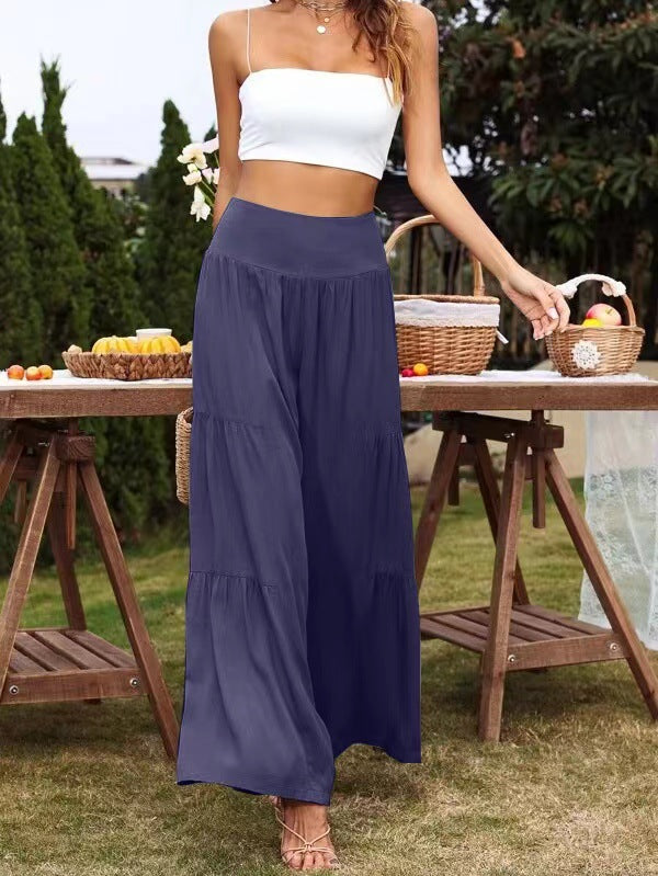 Dame vid culotte-byxor med eleganta volanger och hög midja Mirla-Eva Jonsson