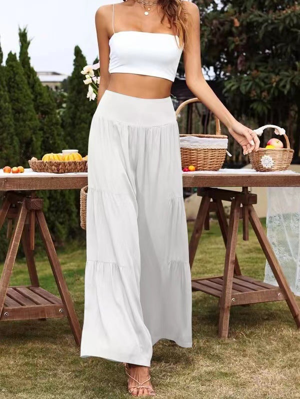 Dame vid culotte-byxor med eleganta volanger och hög midja Mirla-Eva Jonsson