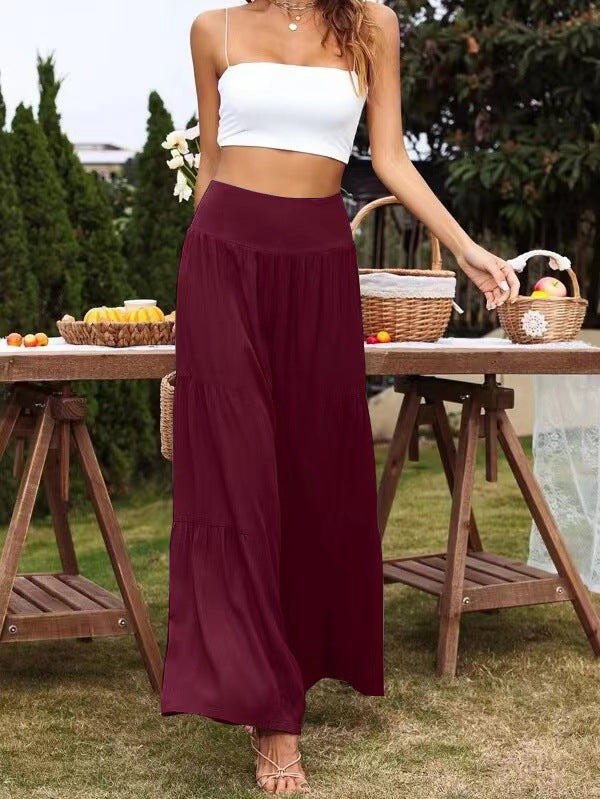 Dame vid culotte-byxor med eleganta volanger och hög midja Mirla-Eva Jonsson
