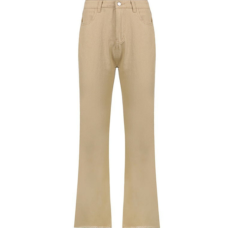 Dame vid hög midja jeans i avslappnad snitt med elegant midja Mirla-Eva Jonsson