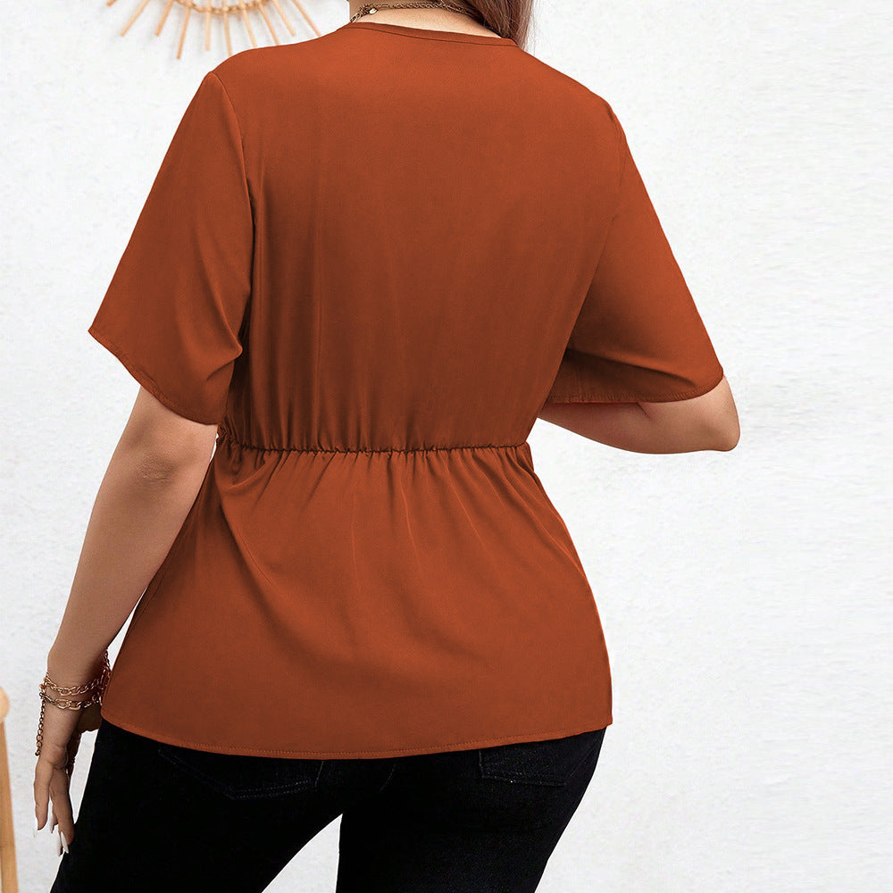 Dame wrap blouse med asymmetrisk fåll och midjebälte Mirla-Eva Jonsson