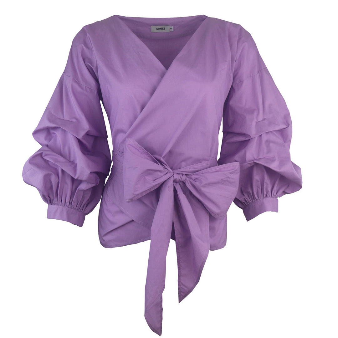Dame wrap blouse with voluminous sleeves Mirla-Eva Jonsson