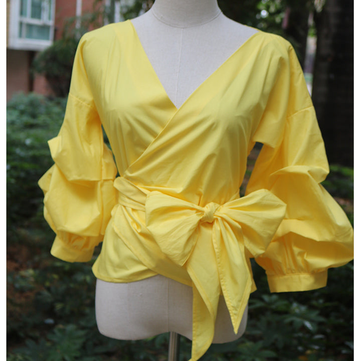 Dame wrap blouse with voluminous sleeves Mirla-Eva Jonsson