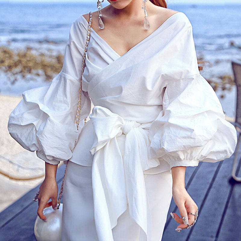 Dame wrap blouse with voluminous sleeves Mirla-Eva Jonsson