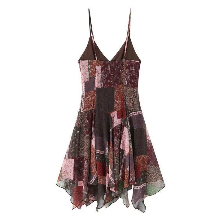 Dame wrap dress in modern patchwork design with voluminous skirt Mirla-Eva Jonsson