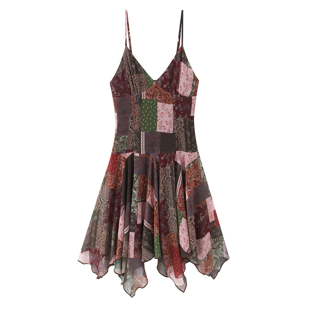 Dame wrap dress in modern patchwork design with voluminous skirt Mirla-Eva Jonsson