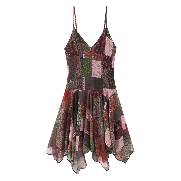Dame wrap dress in modern patchwork design with voluminous skirt Mirla-Eva Jonsson