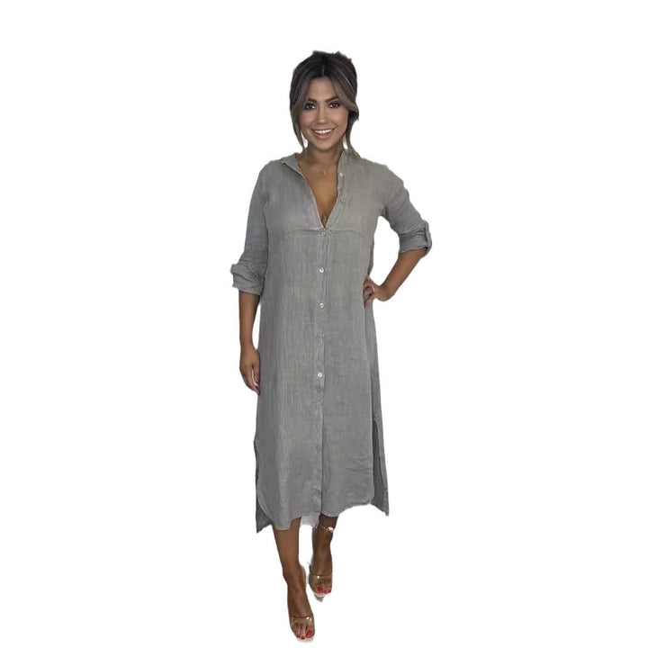 Dame wrap dress med elegant skjortkrage och sidofickor Eva Jonsson-Eva Jonsson