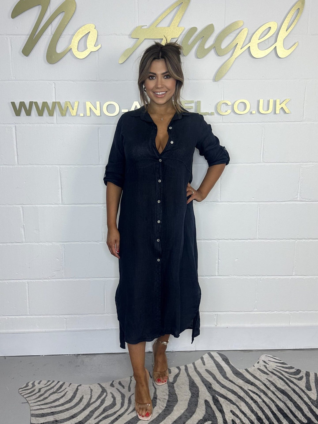 Dame wrap dress med elegant skjortkrage och sidofickor Eva Jonsson-Eva Jonsson