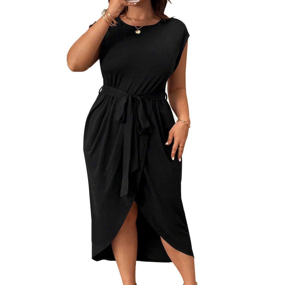 Dame wrap dress med midjebälte och elegant slits Mirla-Eva Jonsson