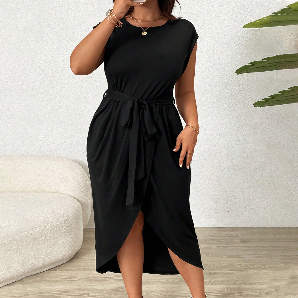 Dame wrap dress med midjebälte och elegant slits Mirla-Eva Jonsson