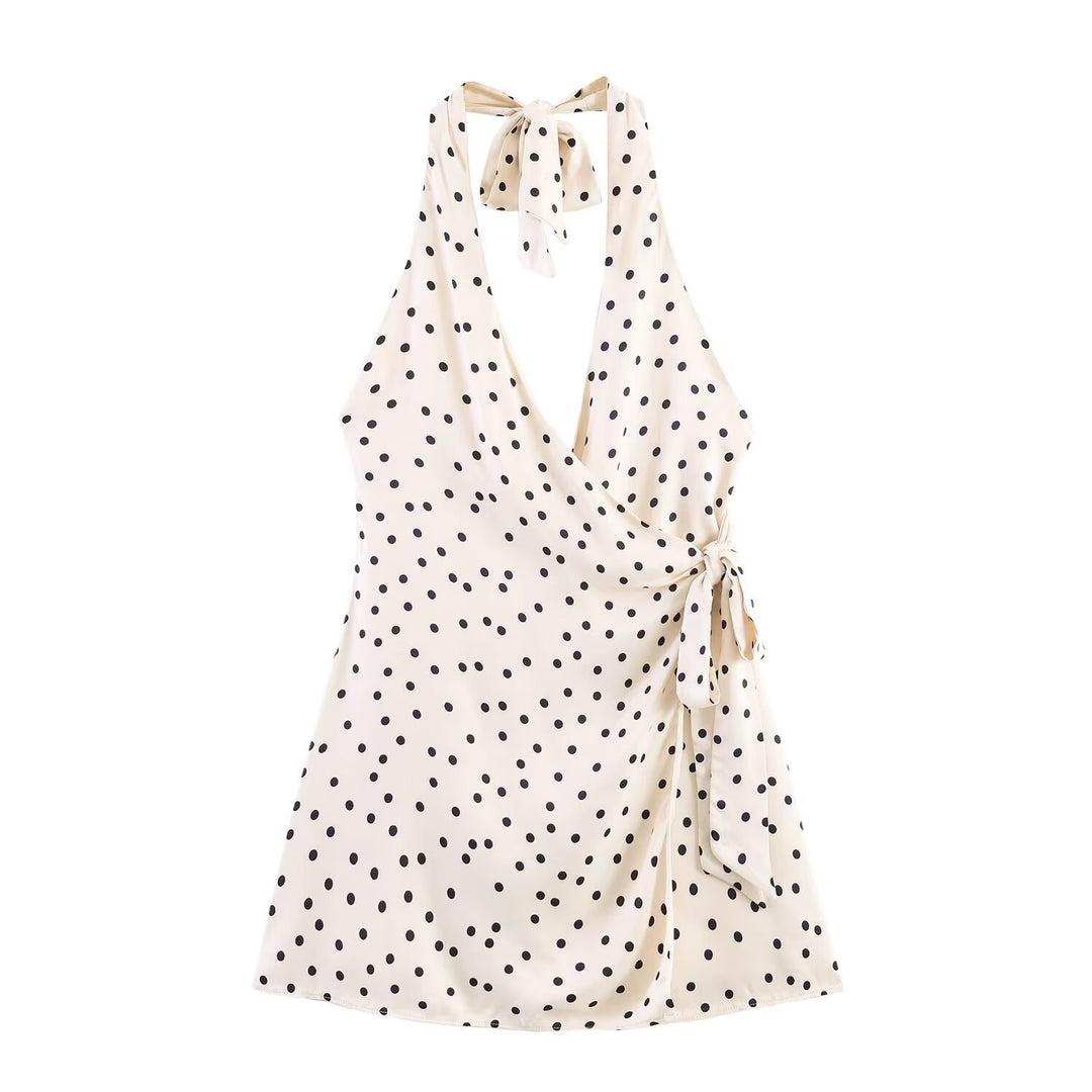 Dame wrap dress with deep V-neck and decorative tie Mirla-Eva Jonsson