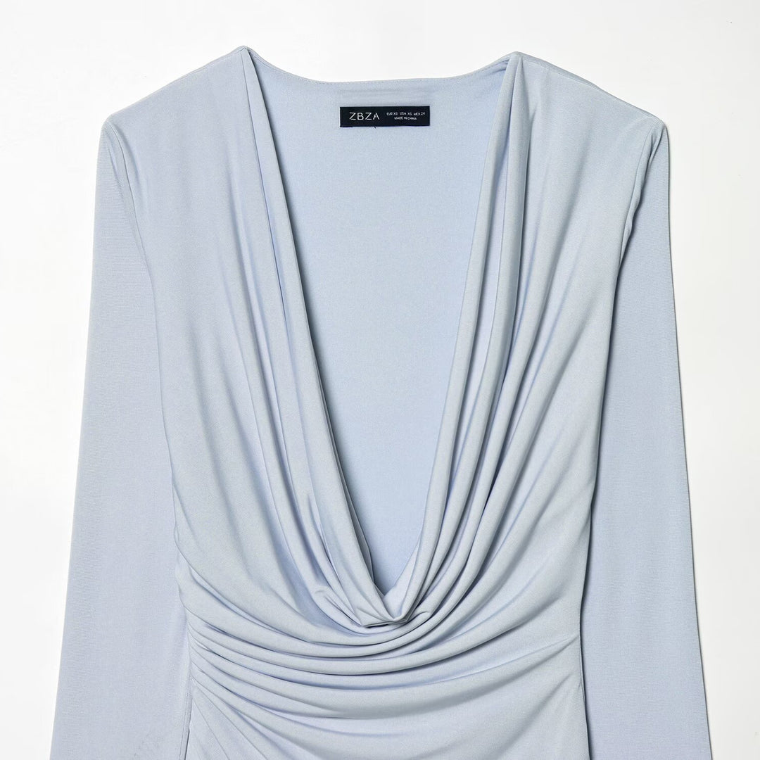 Dame wrap dress with elegant draping and deep V-neck Mirla-Eva Jonsson