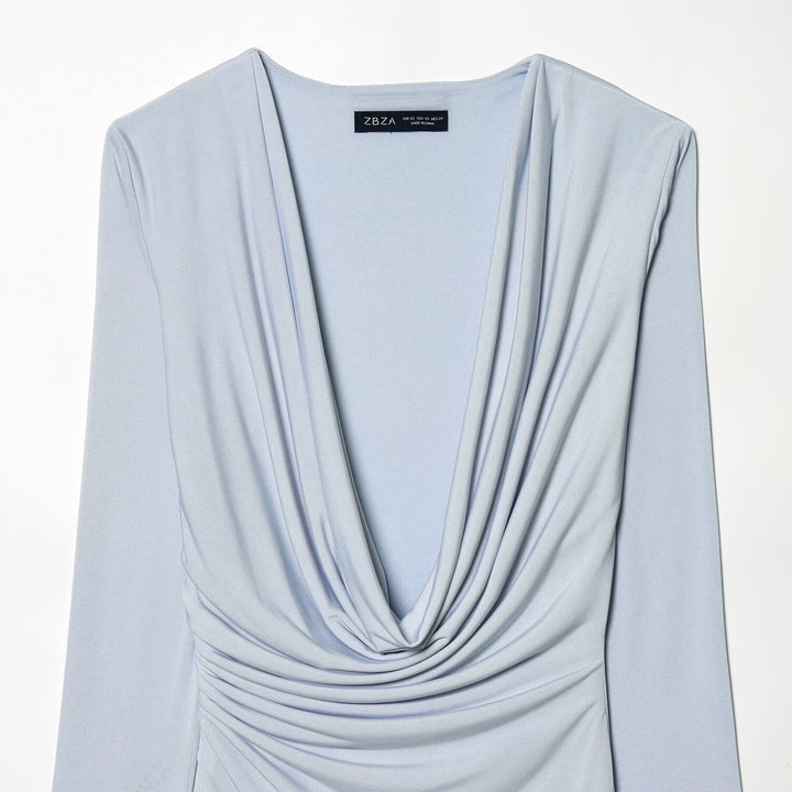 Dame wrap dress with elegant draping and deep V-neck Mirla-Eva Jonsson