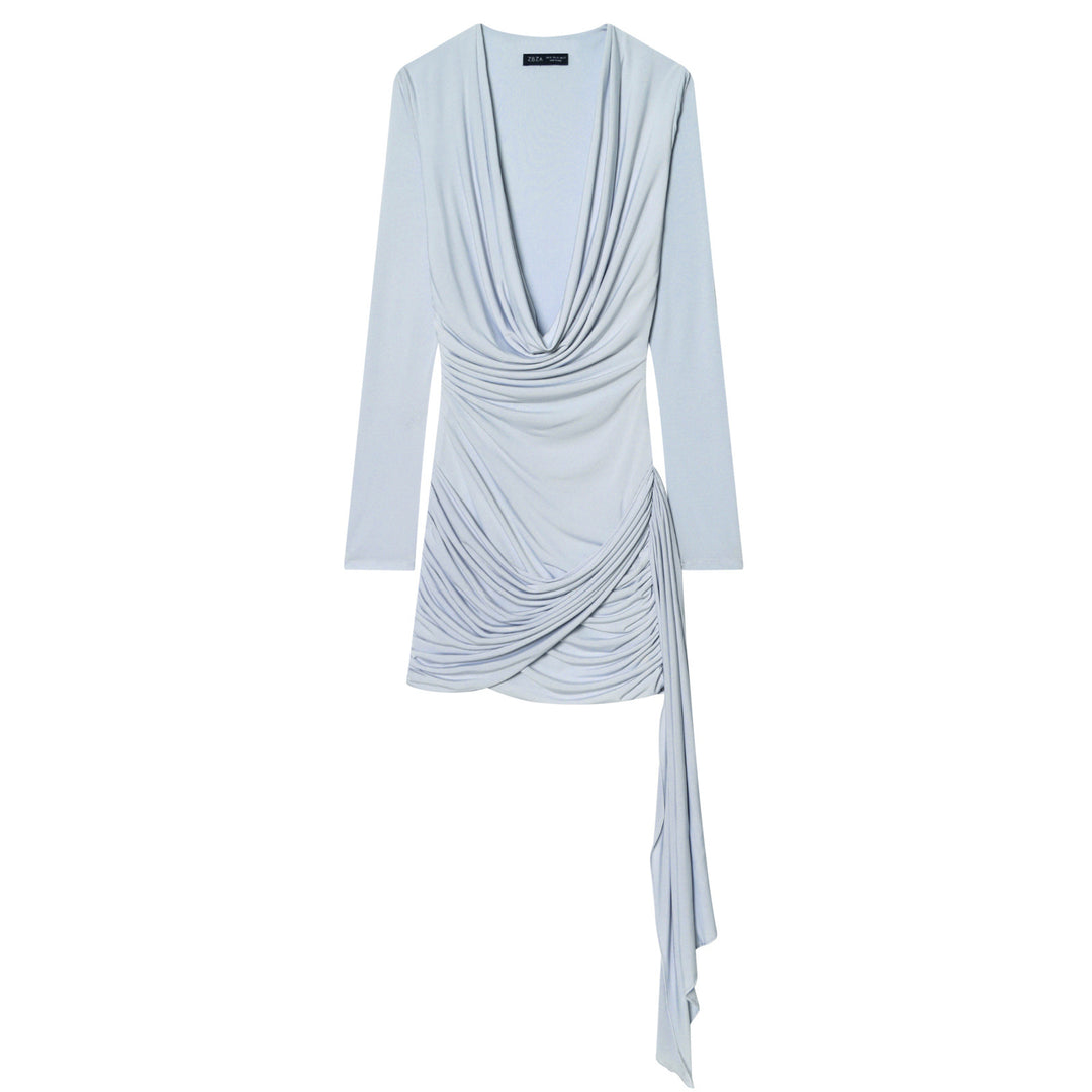 Dame wrap dress with elegant draping and deep V-neck Mirla-Eva Jonsson