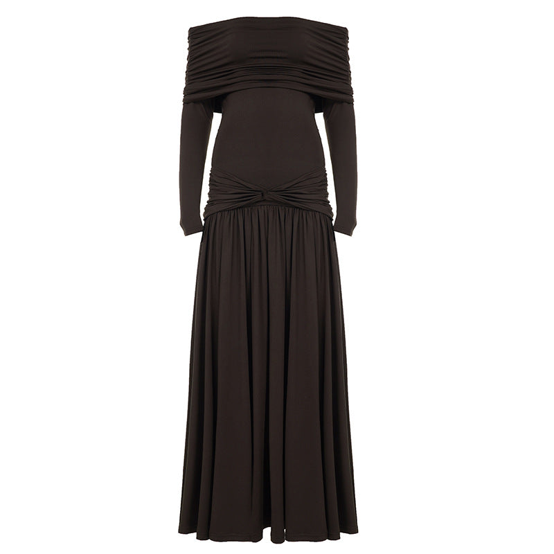 Dame wrap dress with voluminous ruffle hem and elegant off-shoulder design Mirla-Eva Jonsson