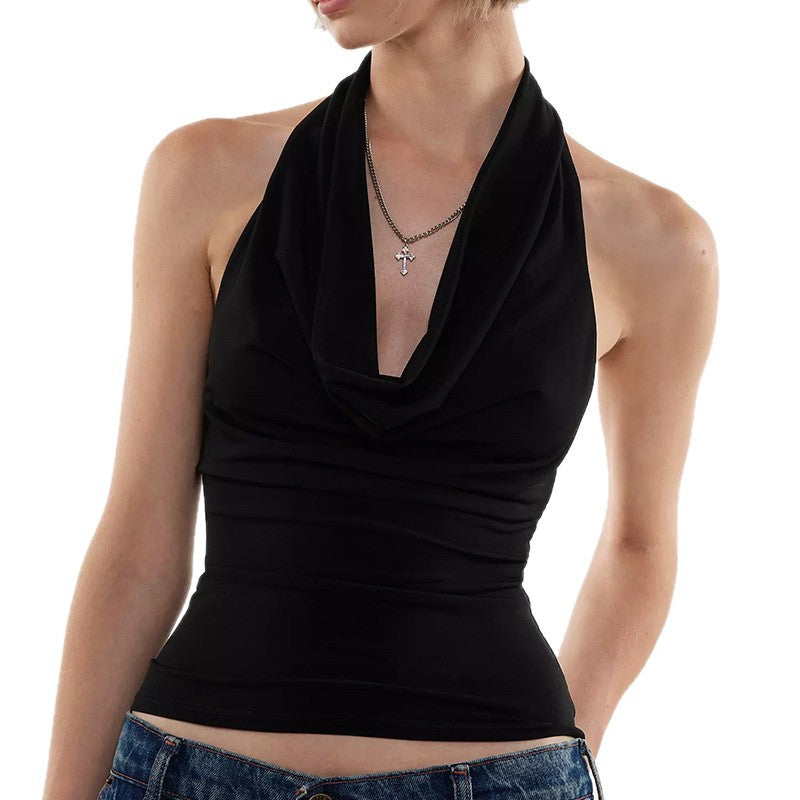Dame wrap top med djup V-ringning och ruched design Mirla-Eva Jonsson