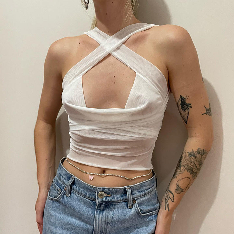 Dame wrap top med kreativ skärning och smickrande U-ringning Mirla-Eva Jonsson