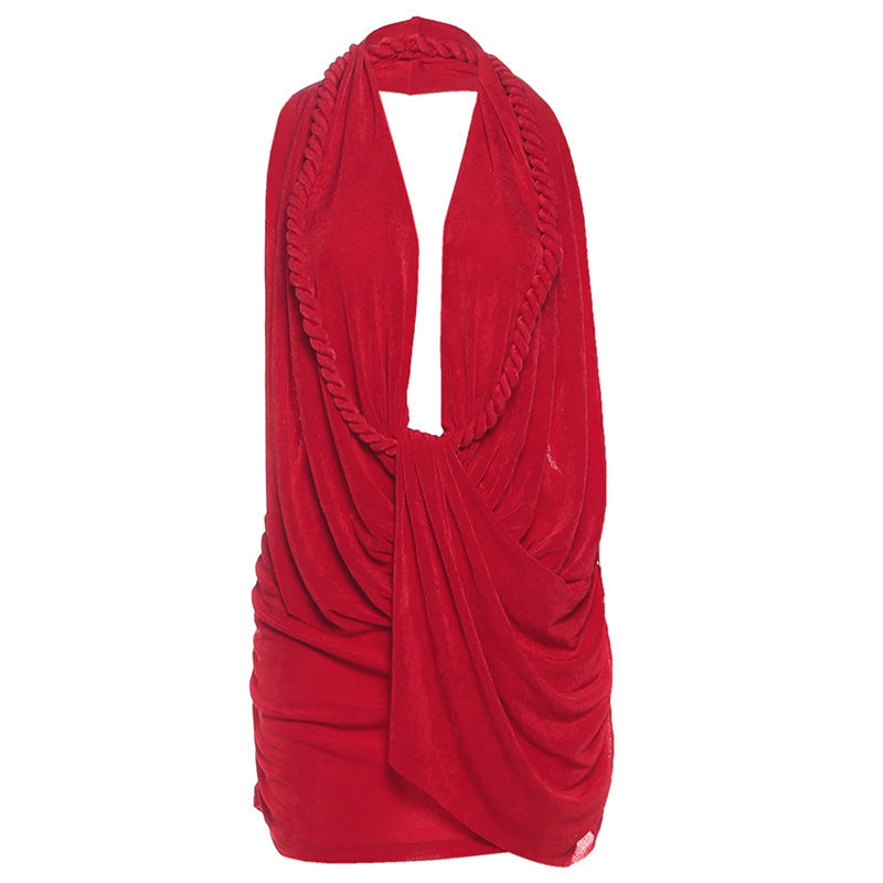Dame wrap top med raffinerad design och djup V-ringning Mirla-Eva Jonsson