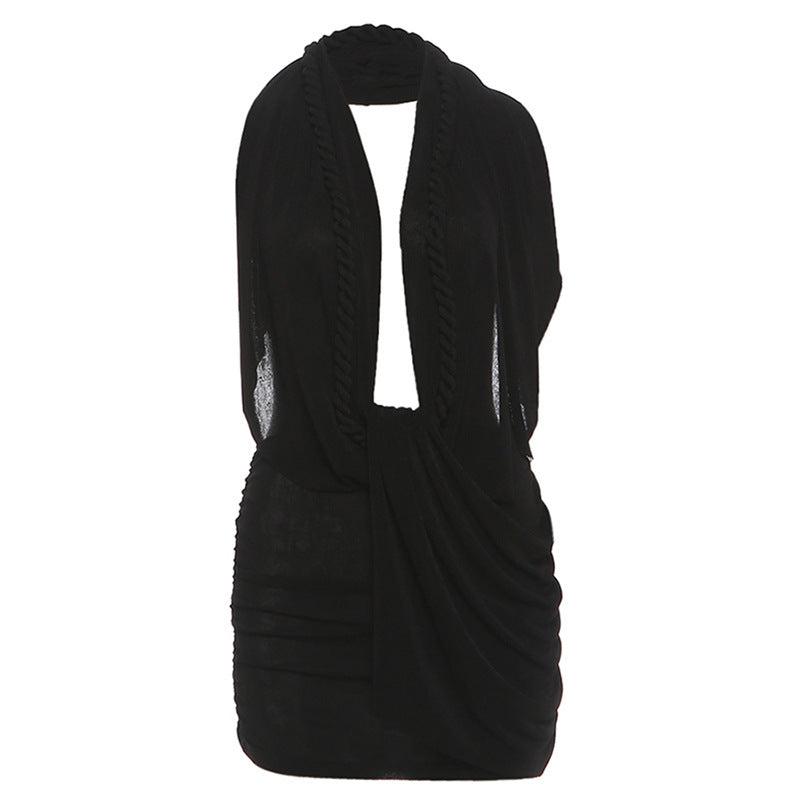 Dame wrap top med raffinerad design och djup V-ringning Mirla-Eva Jonsson
