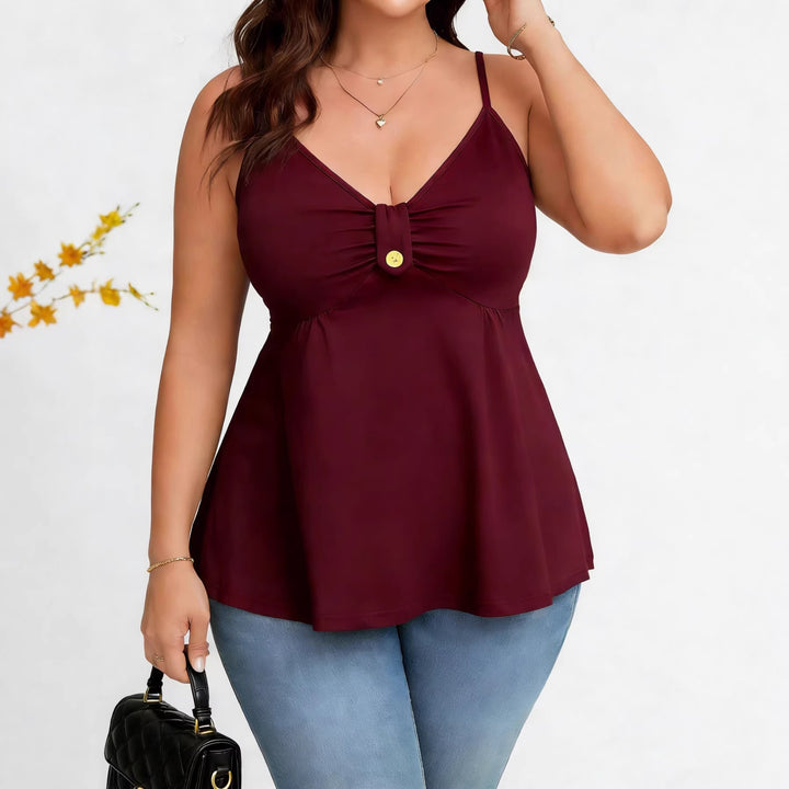 Dame wrap top with decorative button and delicate straps Mirla-Eva Jonsson