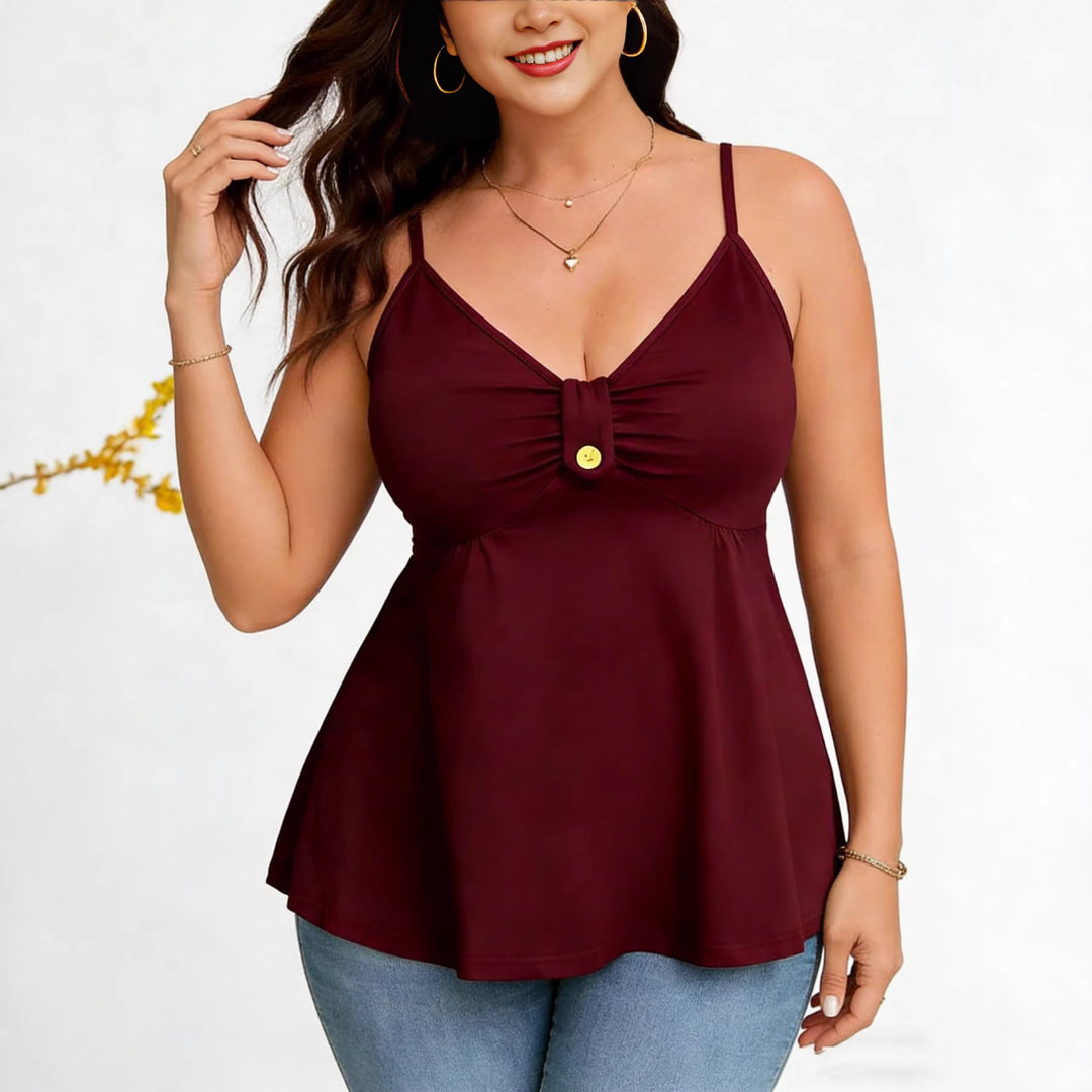 Dame wrap top with decorative button and delicate straps Mirla-Eva Jonsson